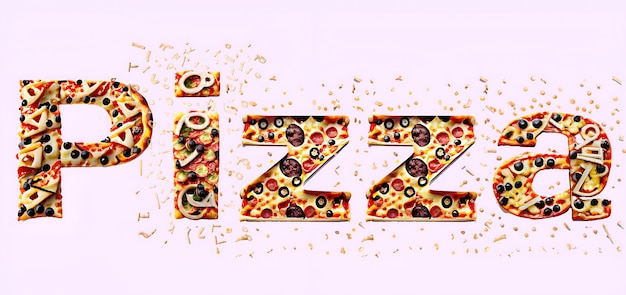 Photo editable text effect pizza word