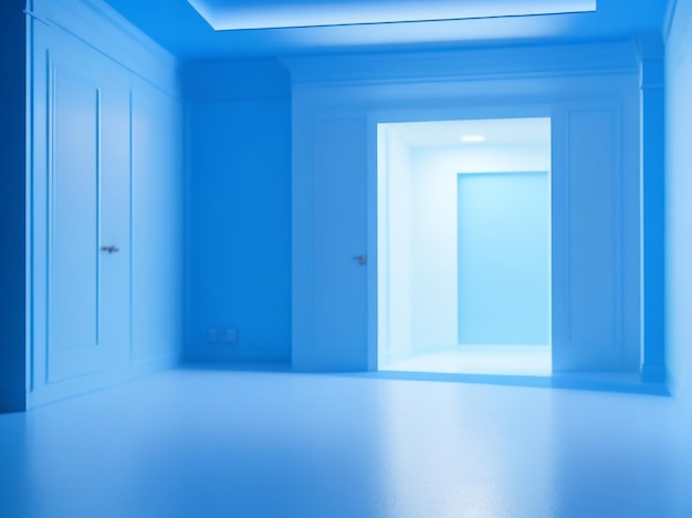Editorial 8k background empty blue room in 3d