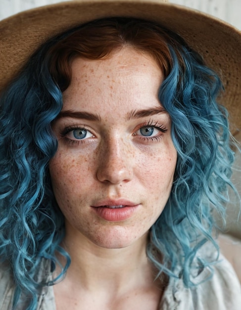 写真 25歳の女性 の毛が青い
