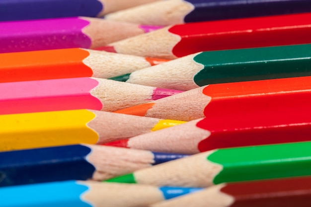 Education or back to school . Close up macro shot of color pencil