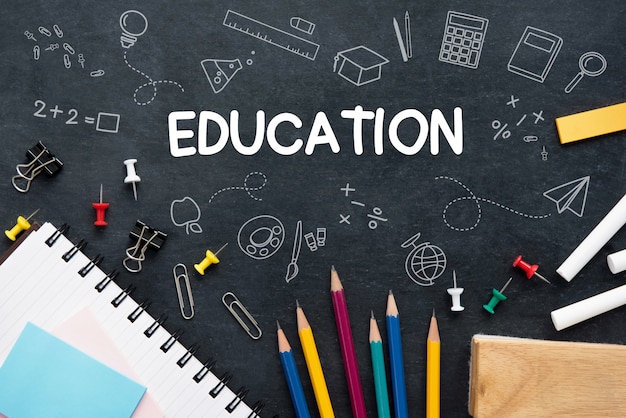 education background with colorful stationery