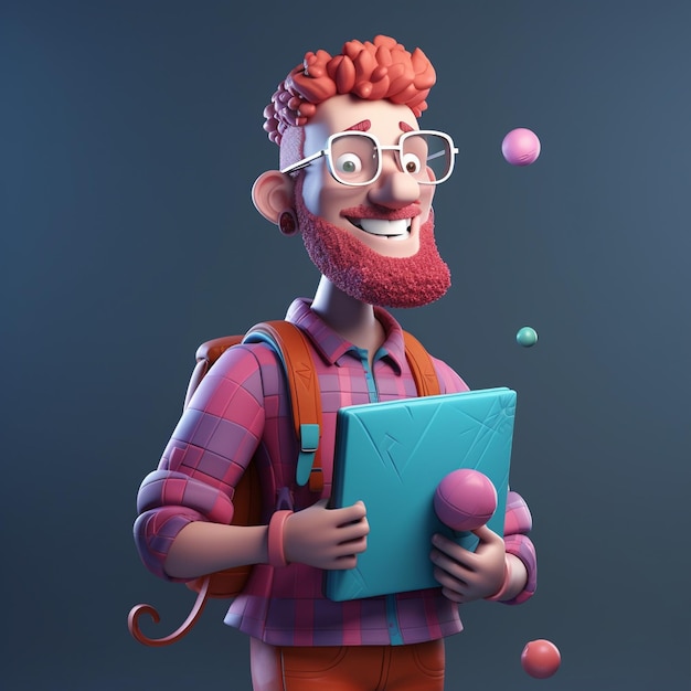 Education cartoon character 3d model
