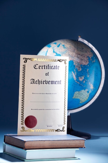 Photo education concept globe and certificate