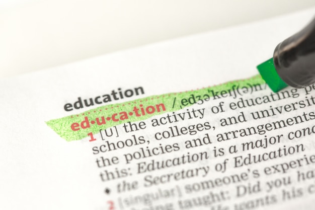 Photo education definition highlighted in green