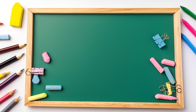 Education Made Fun Free Photo of Cartoon School Concept Banner with Whiteboard Chalkboard