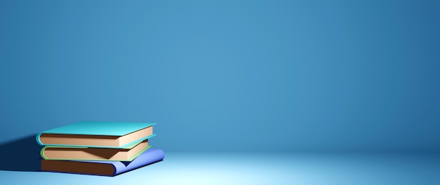 Photo educational concept, books on blue
