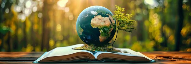 Foto concetto educativo di un globo su libri aperti che evidenzia l'importanza della conoscenza globale e dei viaggi