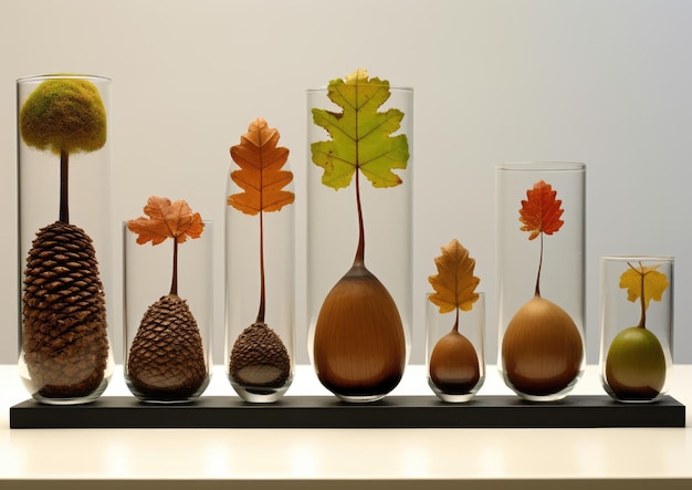 An educational display explaining the life cycle of an acorn