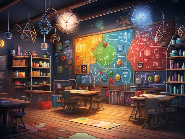 Образовательная игровая комната унисекс с образовательными настольными играми трендный фон Декоративная комната