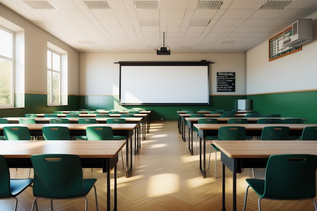 Educational silence Empty university classroom holds the promise of knowledge sharing