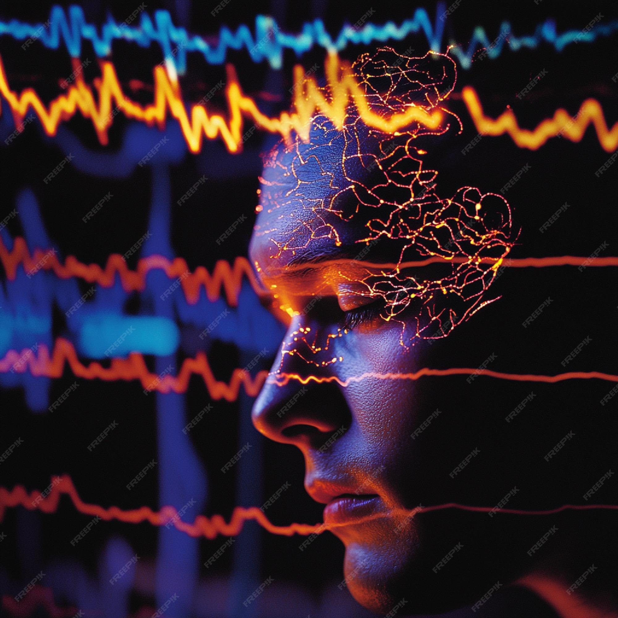 EEG readout displaying brain wave patterns and abnormalities Premium EEG readout displaying brain wave patterns and abnormalities Premium