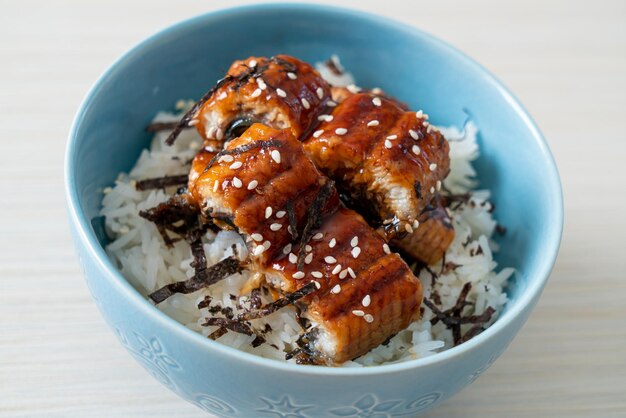 eel rice bowl or unagi rice bowl - Japanese food style