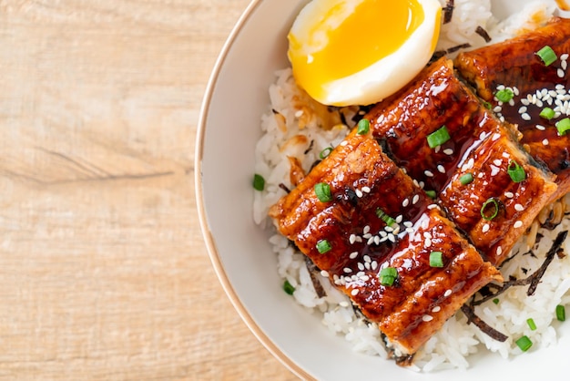 eel rice bowl or unagi rice bowl - Japanese food style