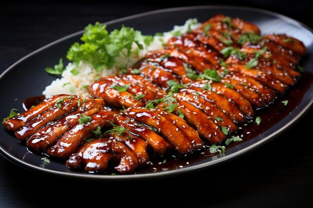 Foto eelfilets met teriyaki glaze zeevruchten eel beeldfotografie