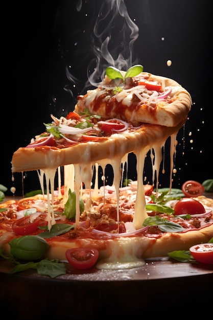 een 3D-afbeelding van pizza