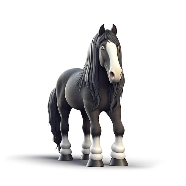 Een 3D Animal Shire Horse cartoon personage Een symbool van sterkte generatieve ai