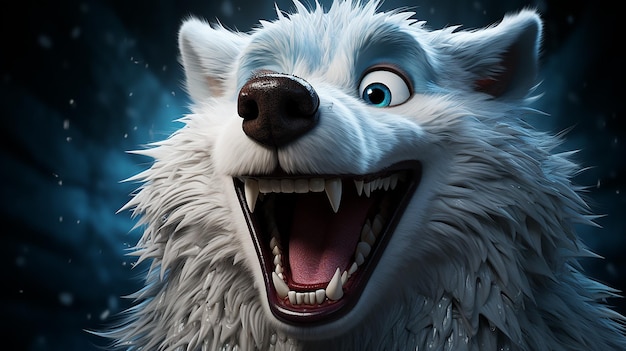 Foto een 3d cartoon wolf glimlachende disney stijl kunstfoto