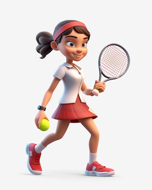 Een 3D Character Girl Joy of Tennis generatieve ai spelen