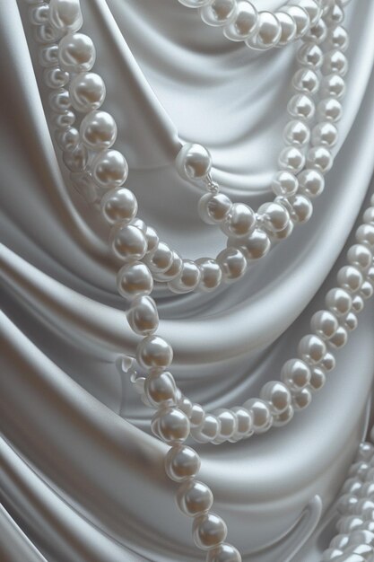 Foto een 3d digitaal kunstthema met een elegante draperie van witte parels