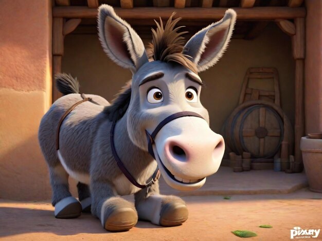 Foto een 3d-donkey cartoon personage