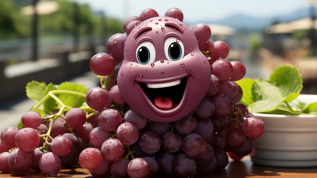 Foto een 3d-foto van een cartoonish druiven personage