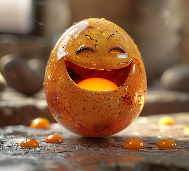 een 3D-foto van het ontwerp van het personage Egg Smile