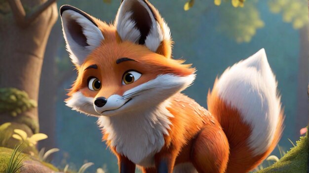 Foto een 3d-fox cartoon personage