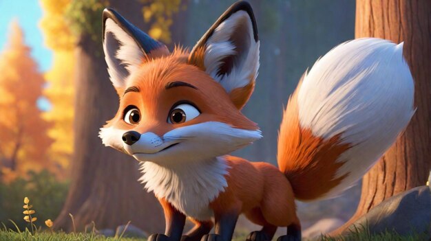 Een 3D-fox cartoon personage