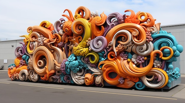 een 3D gerenderde foto van een prachtig straatkunstontwerp