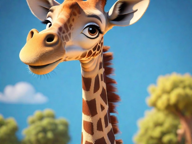 Een 3D-giraffe cartoon personage