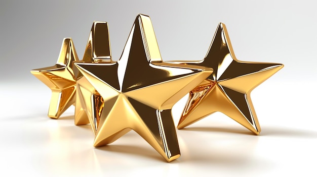 Een 3D-iconontwerp met een gouden ster op een witte achtergrond betekent succes