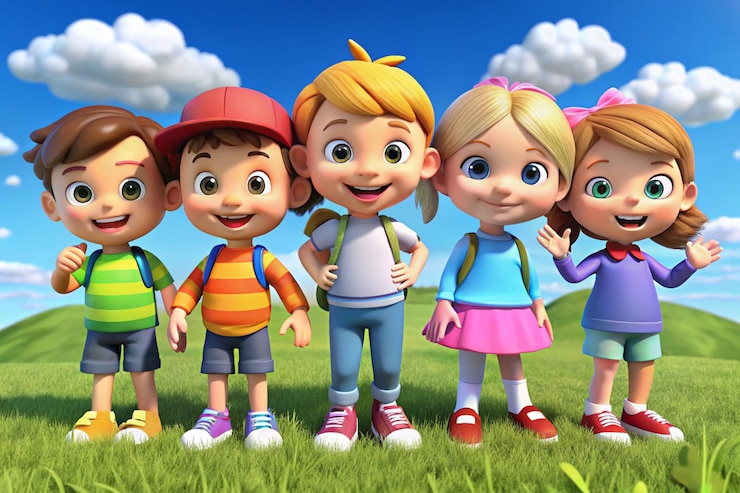 Foto een 3d-illustratie van een cartoon klaslokaal scène met kinderen