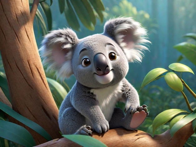 Foto een 3d koala cartoon personage