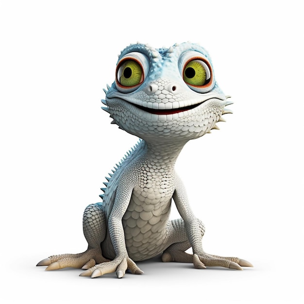 Een 3D Lizard Cartoon Character Een Slithering en Scaly Creature generative ai