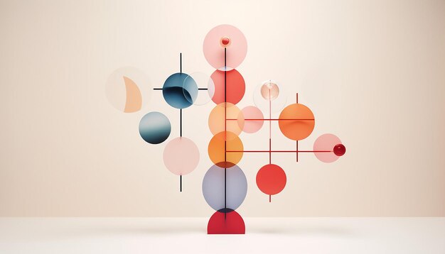 een 3D-minimalistische poster met een reeks overlappende transparante cirkels