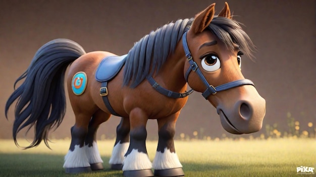 Foto een 3d-paard cartoon personage