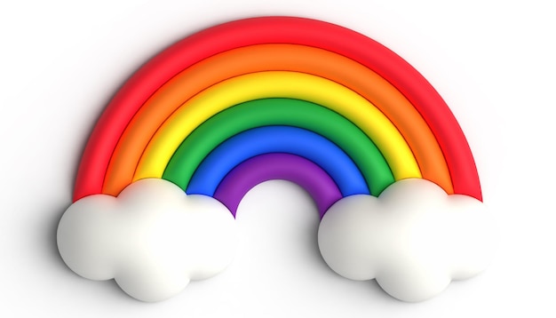 Foto een 3d regenboog met wolken aan twee kanten