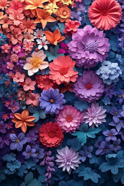 een 3D-uitnodiging met een subtiele bloemenboog in Holi-kleuren