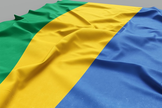 Een 3D-vlag met de vlag van Gabon erop