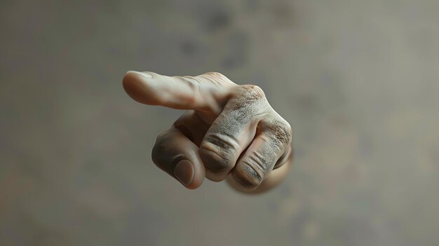Foto een 3d-weergave van een realistische hand met een wijzende vinger de hand wijst naar de kijker met de wijsvinger uitgestrekt
