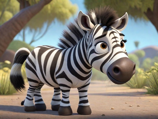 Een 3D-zebra stripfiguur