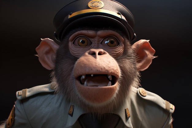 Een aap in een militair uniform