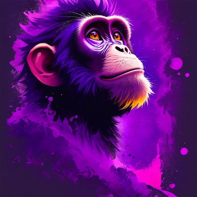 Een aap met paarse ogen