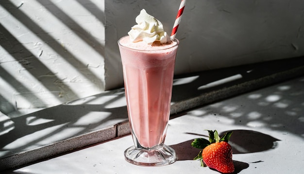 een aardbeien milkshake