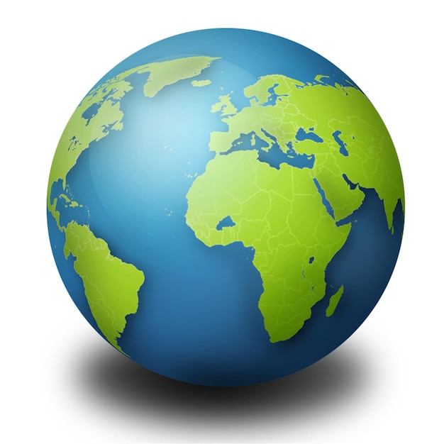 Foto een aardbol met een groene wereldkaart erop