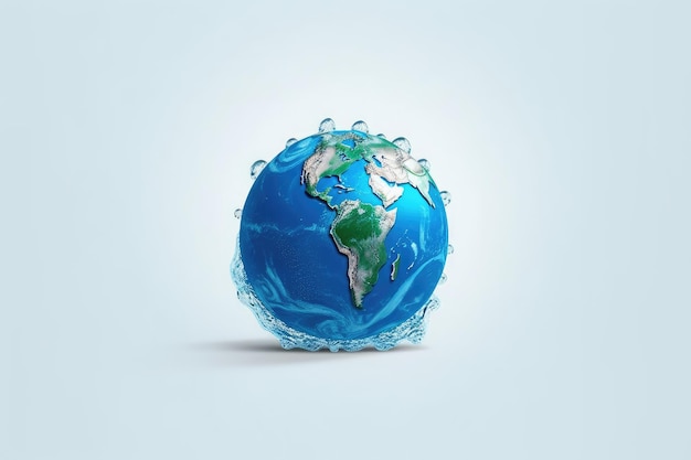 Een aardbol met verborgen boodschap Save the Water Generative AI