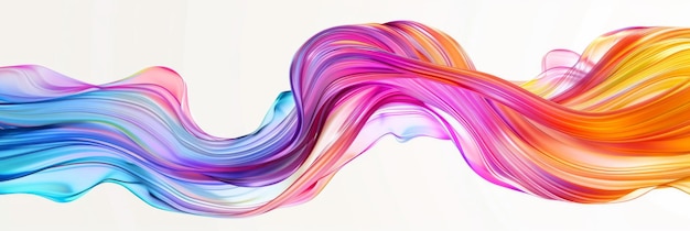Een abstract beeld met vloeiende veelkleurige lijnen op een witte achtergrond