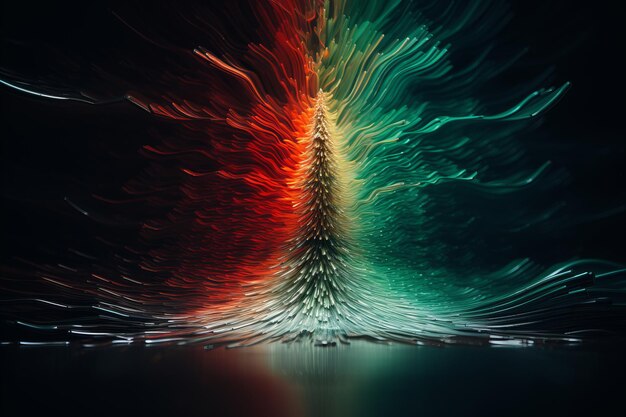 Foto een abstract beeld van een kerstboom met rode groene en blauwe lichten