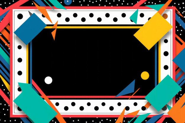 een abstract kader met kleurrijke vormen en polka dots