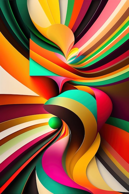 Een abstract ontwerp met levendige kleuren en dynamische vormen